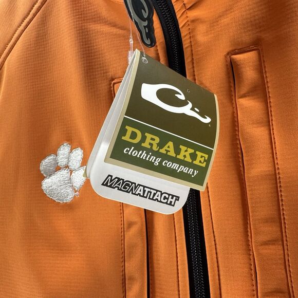 Clemson Tigers Vest Mens Medium Orange Drake Waterfowl Full Zip Outdoors Hunting - Picture 3 of 11